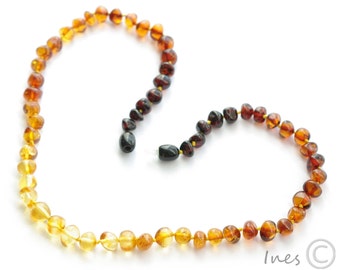 Baltic Amber Adult Necklace Rounded Rainbow Color Beads