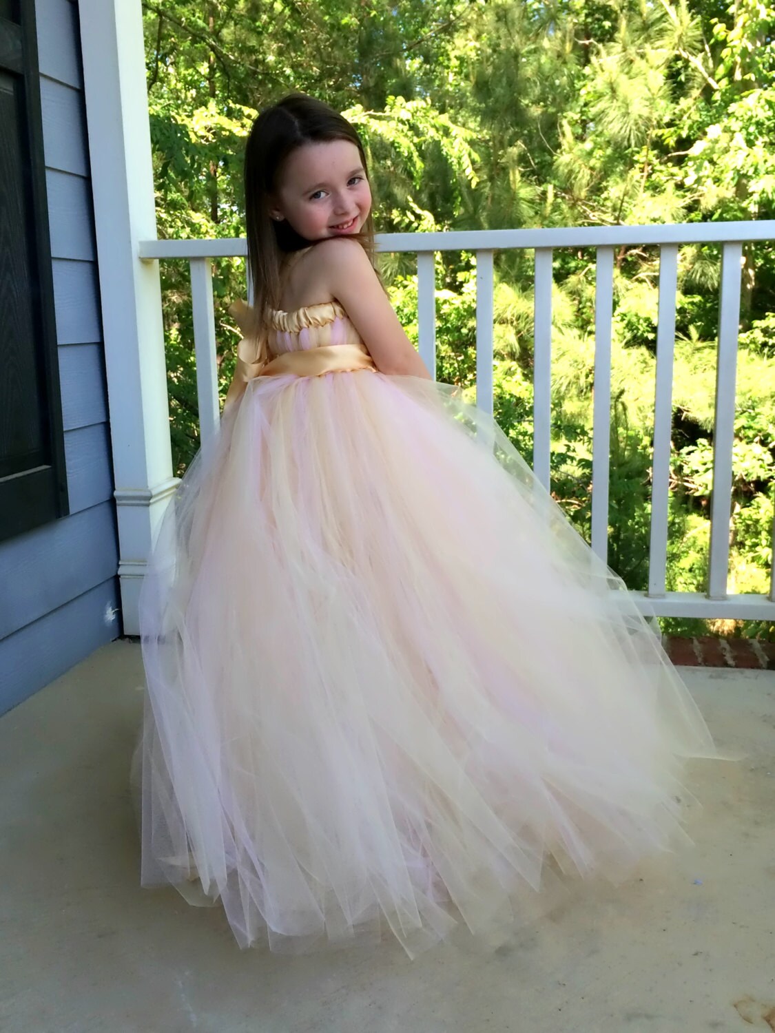 Flower Girl Tutu Dress Empire Waist Babydoll Style in Blush
