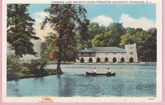 Ca. 1920s Carnegie Lake at Princeton Univ in by PecanHillPostcards