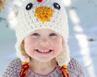 Chicken Hat, PDF Crochet Pattern, photo prop, winter hat, haloween hat, chicken costume, chicken costume, crochet baby hat patterns