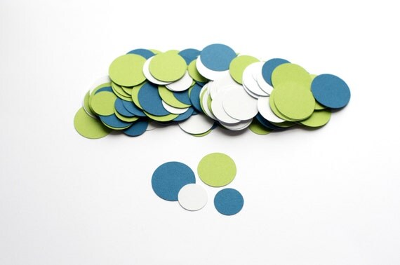 Party Decoration Circle Confetti Modern Blue Green Boy Birthday Il_570xn