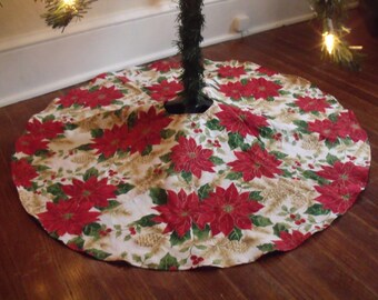christmas tree skirt 36 quot red poinsettias gold pines green christmas tree skirt 36 quot red poinsettias gold pines green