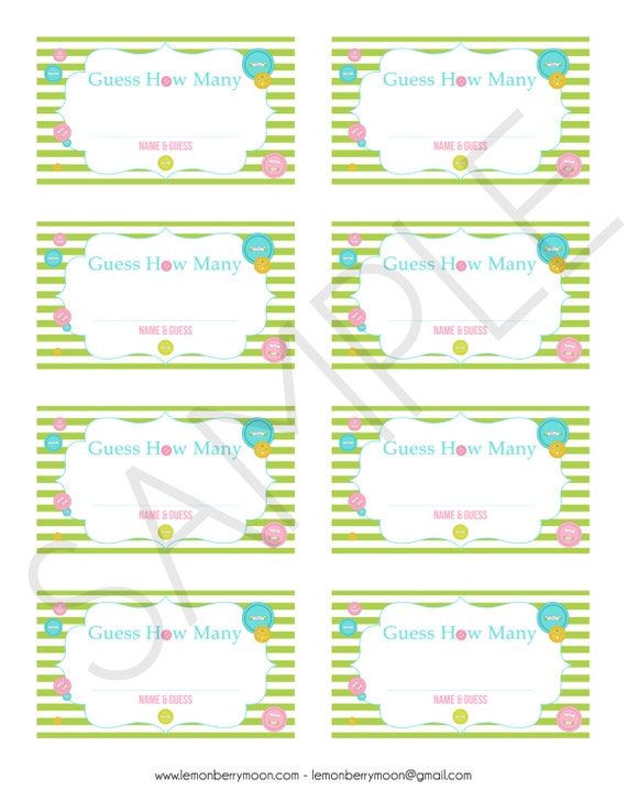 Items similar to Guess How Many Button Theme Printable Baby Shower Or