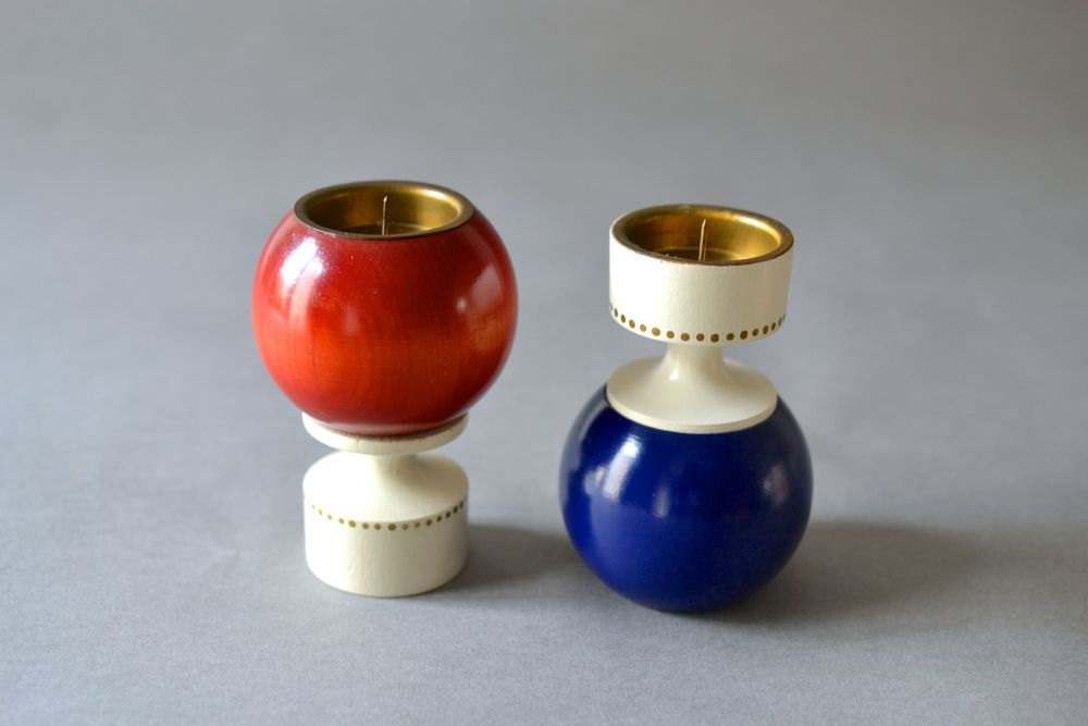 Vintage East german candle holder stick wooden by MightyVintage