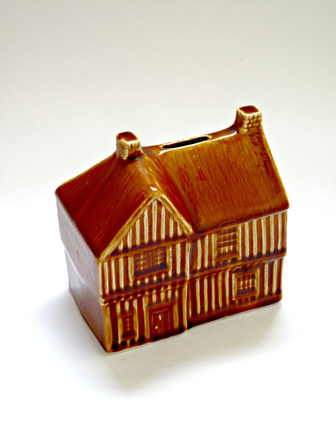 Vintage Pottery Cottage House Money Box by by GoodnightPrudence