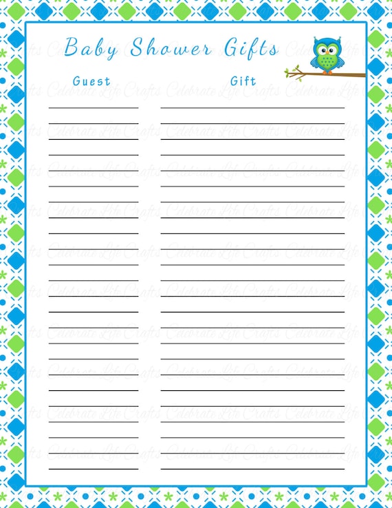 Baby Shower Gift List Printable Baby by CelebrateLifeCrafts