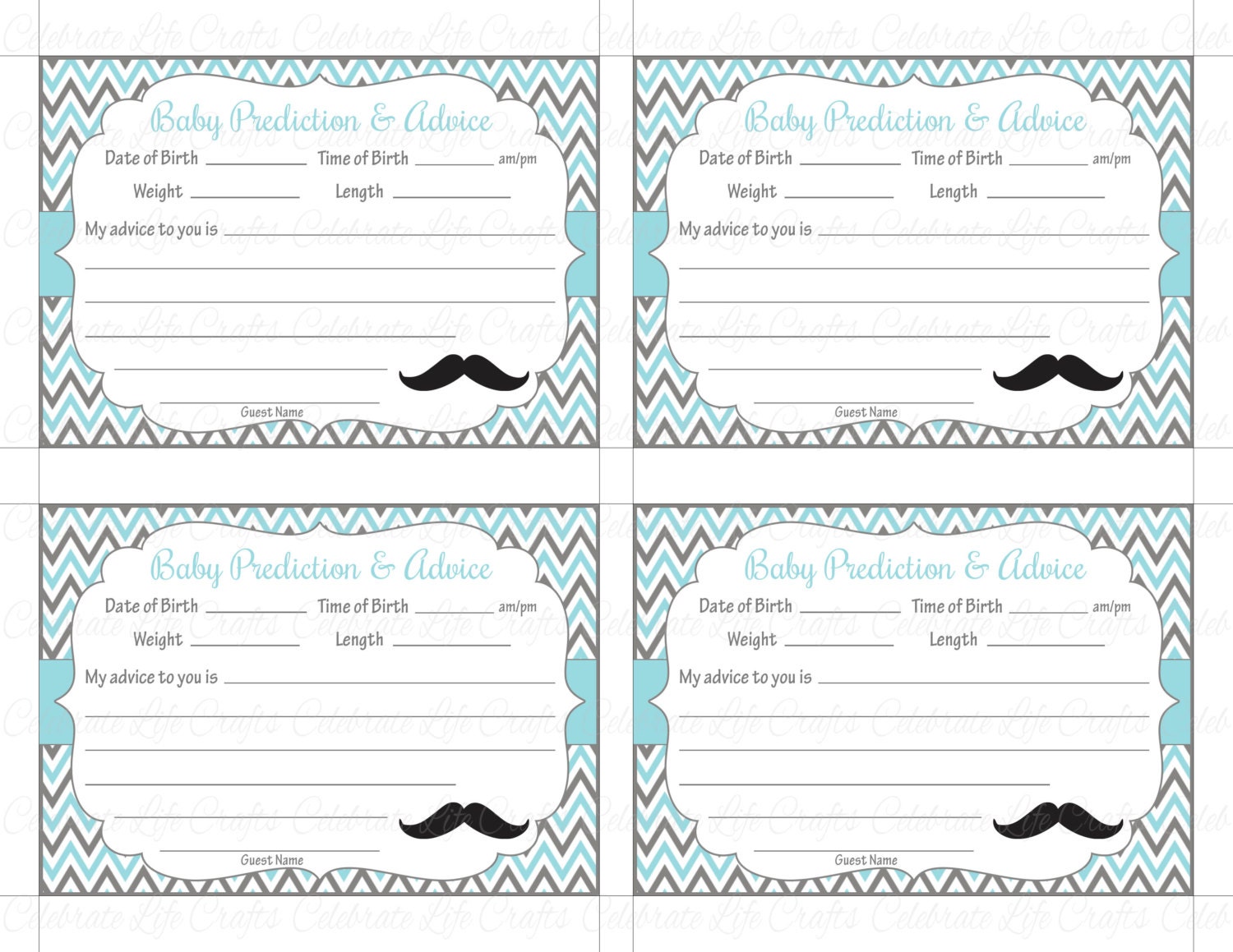 Baby Shower Prediction and Advice Cards Mommy Printable Baby