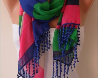 Chiffon Scarf with Lace Edge - Gift