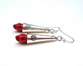 Sugar skull earrings with party hats, red sugar skull jewelry, Day of the Dead, Cinqo de Mayo