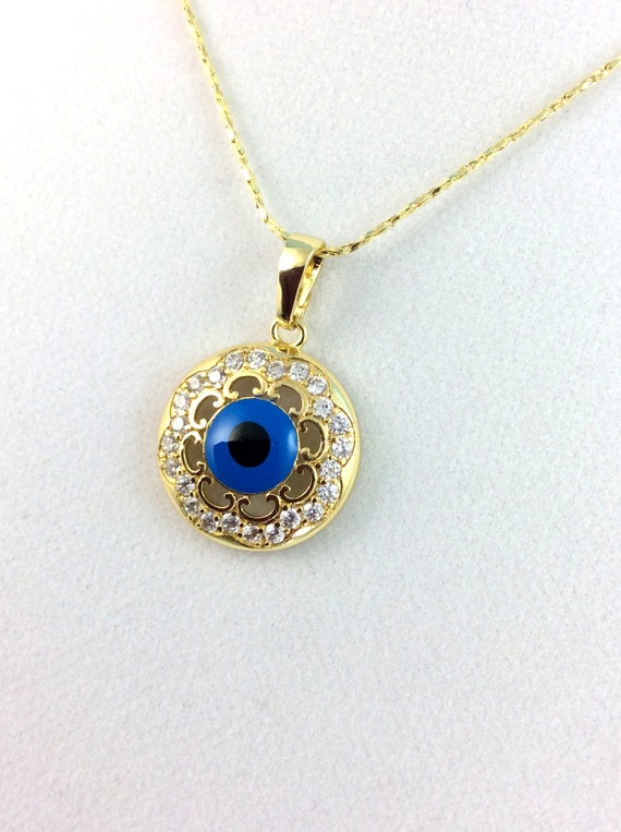Gold Evil Eye Necklace 14kt Goldfilled Eye by divinitycollection
