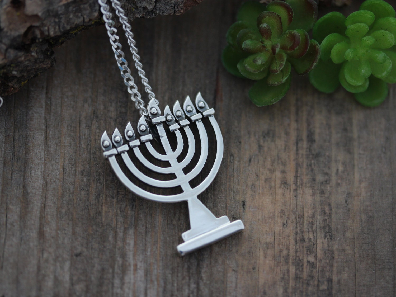 Sterling silver Menorah Necklace Divine Light symbol Wisdom