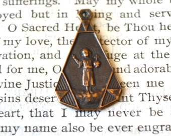 Christ Child and Guardian Angel Medal - Bronze or Sterling Silver - Vintage Medal Replica - Made in the USA (M106-593)