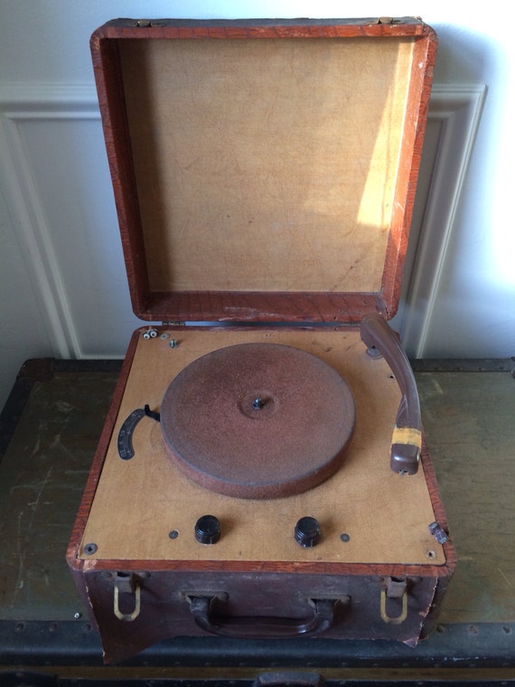 Vintage Tabletop Record Player Suitcase Record Player