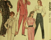 Jacket, Top, Scarf, Skirt & Pants -1980's - McCall's Pattern 4598   Uncut   Sizes 10-12  Bust  32.5 - 34"