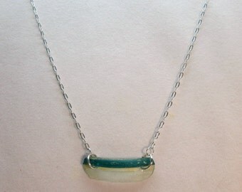 Ancient Roman Glass Blue Shard and Sterling Silver Necklace