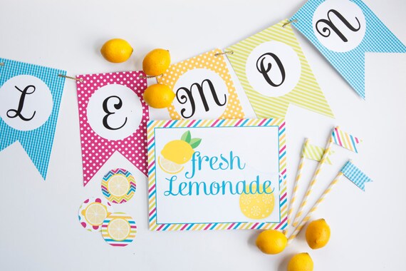 Lemonade Stand Printables Signs Banner Straw Flags and