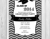 Graduation Party Invitation - Black & White Chevron - DIY - Printable Il_170x135