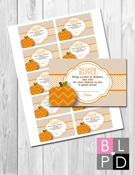 INSTANT DOWNLOAD - Little Pumpkin Diaper Raffle Tickets - Little Pumpkin Baby Shower - Tan and Orange - DIY - Printable Il_570xn
