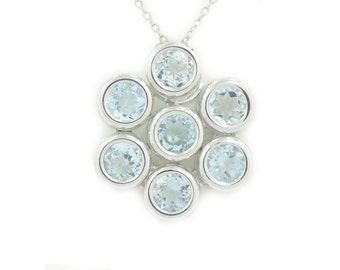 Aquamarine Bezel Pendant .925 Sterling Silver
