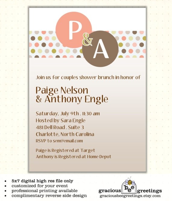 Couples Shower Invitation. simple jack and jill bridal