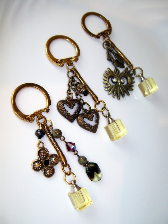 Items similar to OIL VIAL KEYCHAIN, Yellow Glass Cube Oil Vial with