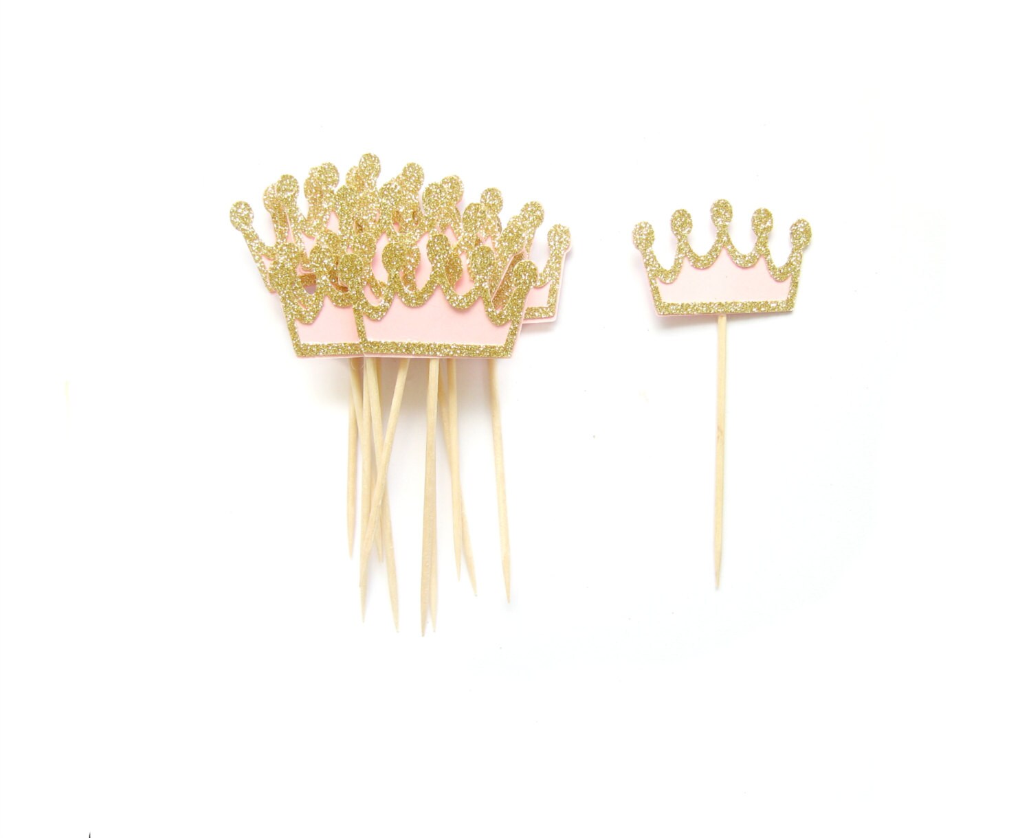 Gold & Pink Tiara Cupcake Toppers Crown Cupcake Toppers