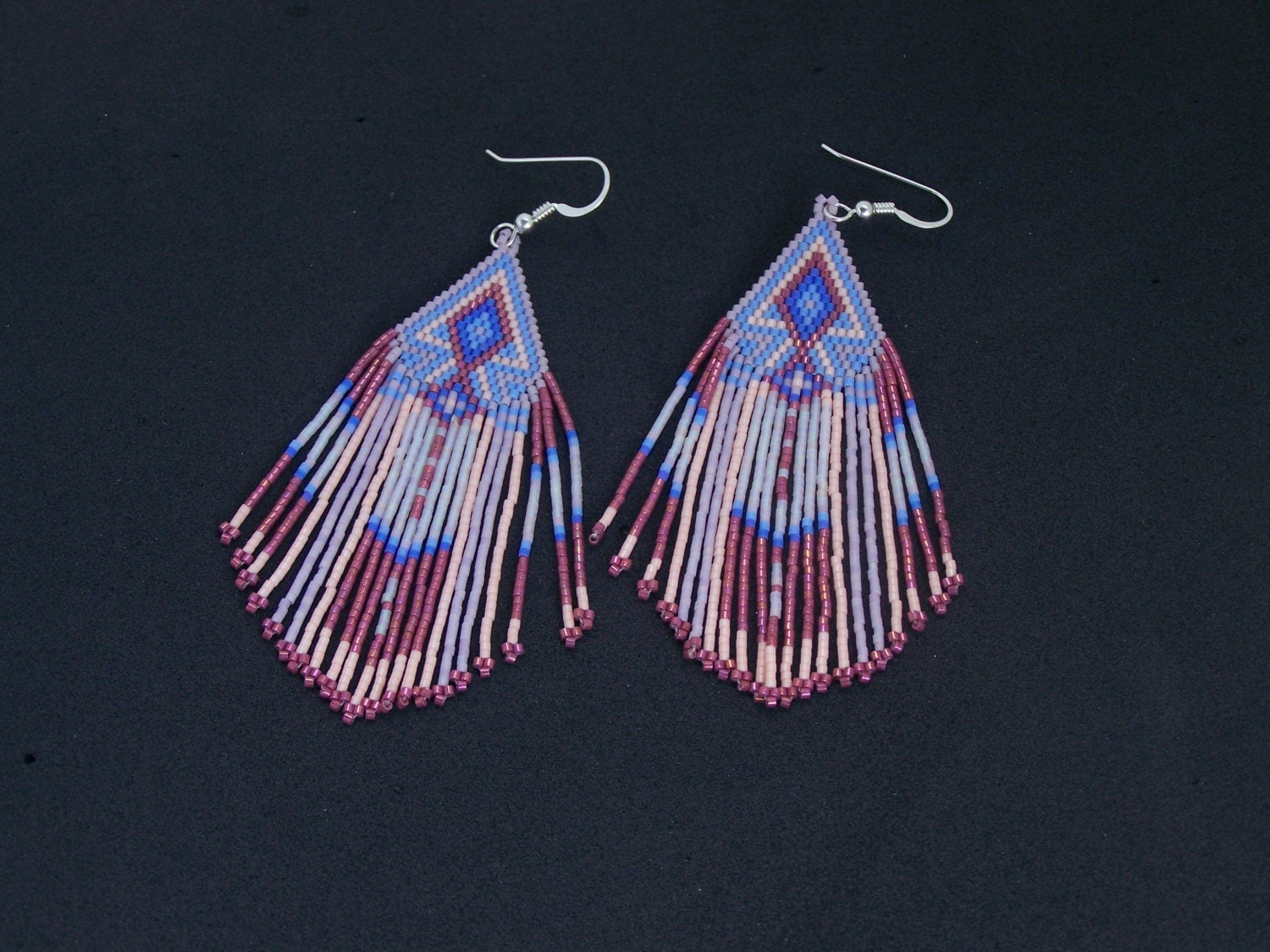 Cherokee Beaded Arrowhead Earrings In The Colors of Soft