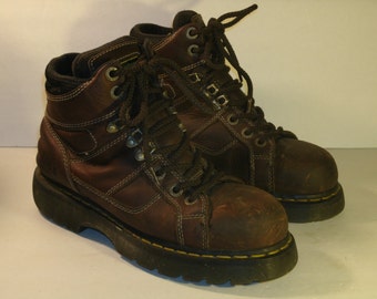 Dr. Martens Industrial Boots Steel Toe Brown Leather 8 Hole Lace Padded ...