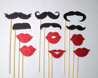 12 Mustaches & Glitter Lips - Must-Have Photo Booth Props