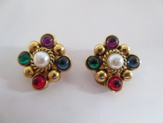 Colourful Vintage Clip On Earrings by VintageBrink on Etsy