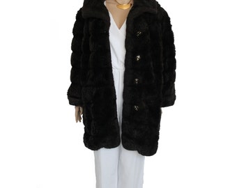 60s Lane Bryant Faux Fur Coat Brown Vintage Fall Winter Outerwear 80's ...