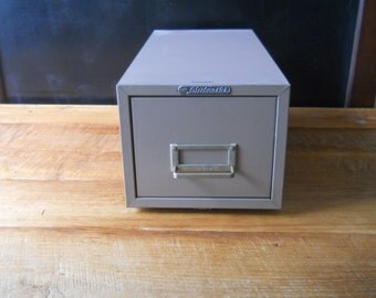 Vintage Industrial File Single Drawer Cabinet in Dusty Pink