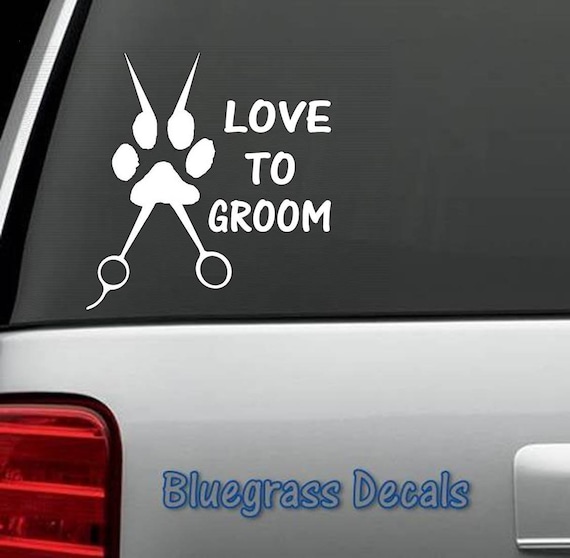 B1111 Love To Groom Dog Grooming Scissors Decal Sticker