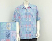 Vintage 70s Blue Hawaiian Shirt, Sea Life Print, Fish Print, Cooke Street, Surf Shirt, Aloha Shirt, Tropical Shirt, Summer Resort Wear