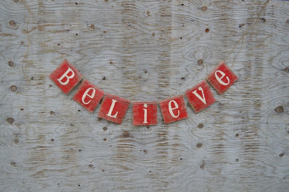 Items similar to CHRISTMAS banner BELIEVE BANNER - Primitive Christmas ...