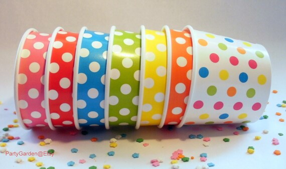 50 Polka Dot Ice Cream Cups - Your Choice of Color - Medium with DIY Labels Il_570xn