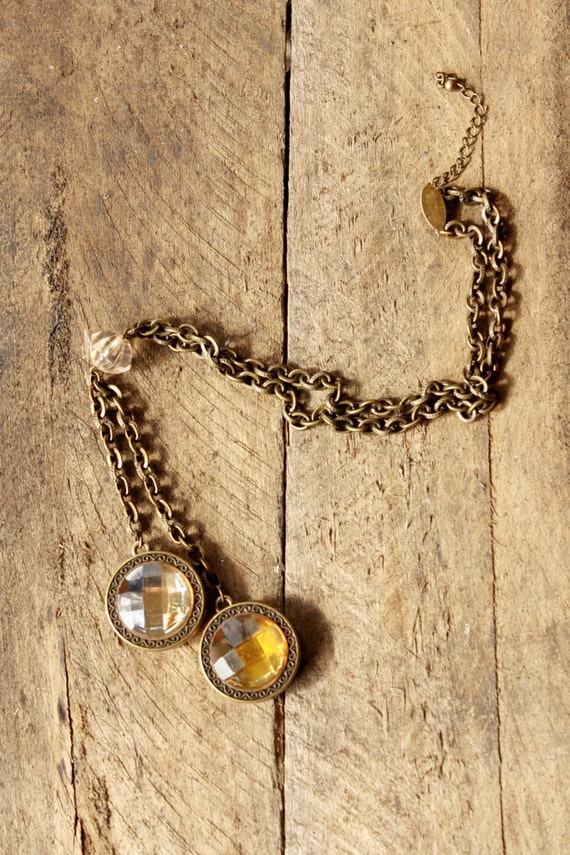 Vintage Crystal Lip Balm Double Locket Necklace by NanasAtticFairy