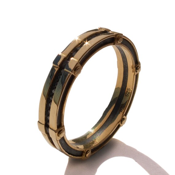 and Gold Black black 18K  band Men's Band, Wedding gold band Gold 18k Diamond Wedding  wedding