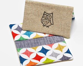 Business Card Case, Credit Card Holder, Fabric Gift Card Wallet in Bright Geometric Print