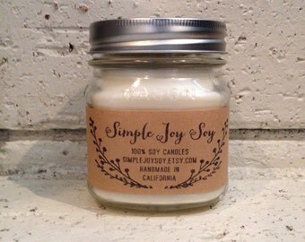 MAGNOLIA BLOSSOM 100% Soy Candle infused with Essential Oils handmade in 8 oz. Mason jar