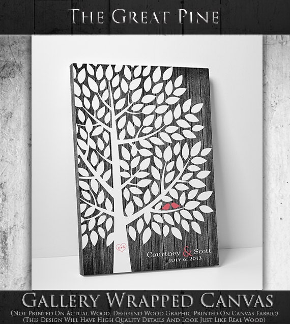 Wedding Gift - Wedding Guest Book Alternative - Guest Book Tree 100-300 Signatures - Canvas or Print - 24x36 Inches by WeddingTreePrints