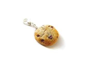 Chocolate Chip Cookie Charm, Polymer Clay Food Charm, Polymer Clay Chocolate Chip Cookie, Miniature Food Jewelry