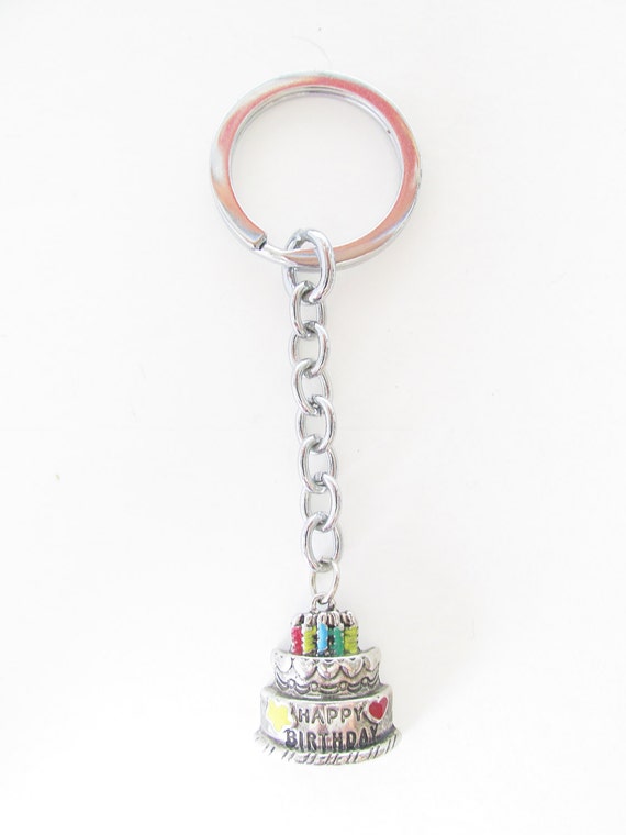 Items similar to Happy Birthday Keychain Birthday Cake Keychain