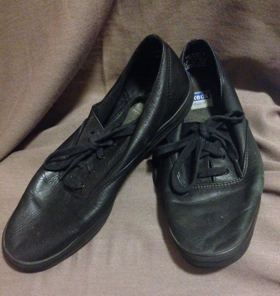 Black Leather Relaxed Fit Keds Womens Size 10