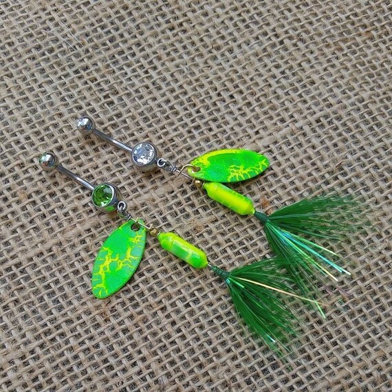 Tye Dye Neon Lime Green Crackle Fishing Lure by GunPowderWoman