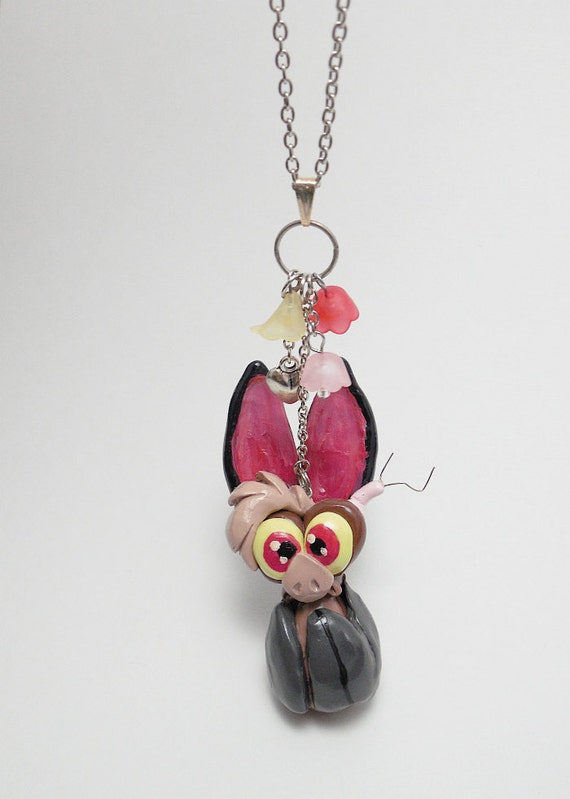 Ferngully Batty Koda Handmade Polymer Clay Necklace by Polykip