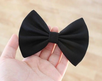 4" or 4.5" black hair bow, black hair bow clip, black bows, fabric hair bow clips, hair bows for teens, women hair bow, hairbows