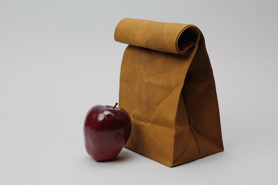 The "Brown" Bag // Caramel Brown WAXED Canvas Lunch Bag, an updated, eco-friendly classic