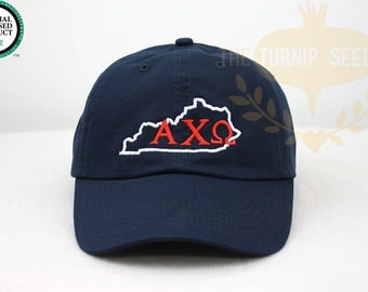 Alpha Chi Omega Kentucky Sorority Baseball Cap - U.S. State Custom Hat and Embroidery.