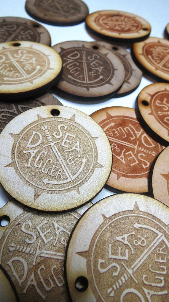50 2 x 2 Custom Wood Tags Custom Engraved Tags by GrainDEEP